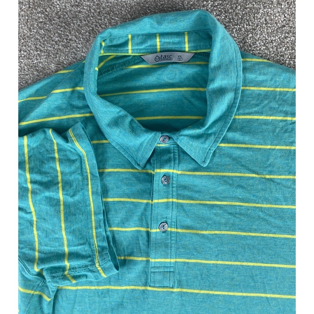 Tasc Performance Everywhere Polo Shirt Mens XXL‎ Bamboo Viscose Striped Preppy